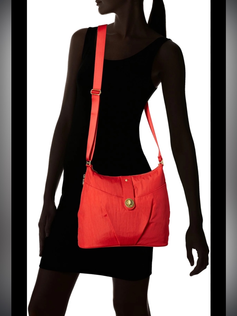 Baggallini helsinki bagg crossbody water resistant nylon bag rust orange
